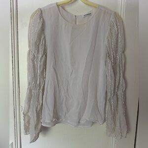 Club Monaco White Lace Sleeve Blouse